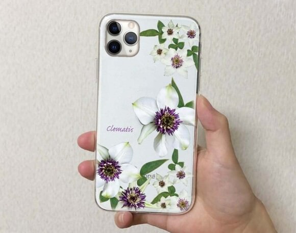 アングラーズケース クレマチス花柄スマホケース